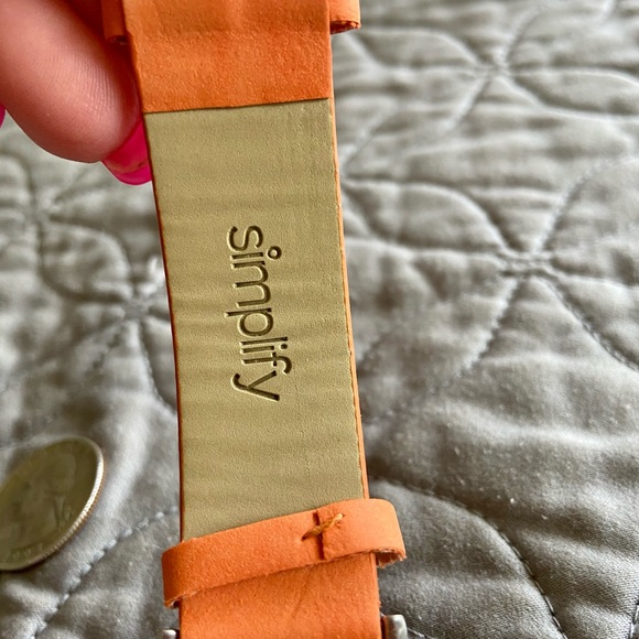 Simplify Watch With Orange Leather Band - Picture 7 of 9